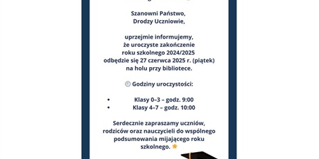 Uroczyste zakończenie roku szkolnego 2024/25